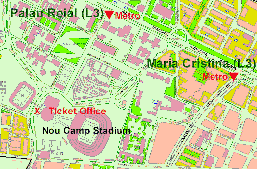 Barcelona Football Club Nou Camp Stadium location Map of FC Barcelona Nou Camp location