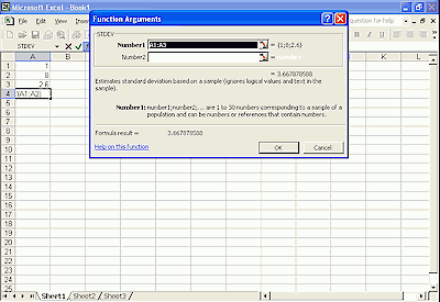 Microsoft Excel Standard Deviation Example